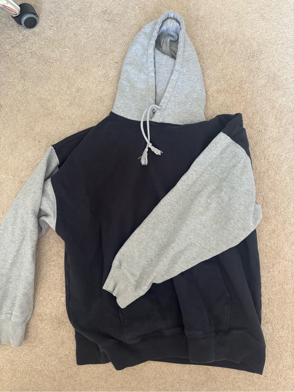 Brandy Melville Two-Tone Black and Gray Pullover Hoodie